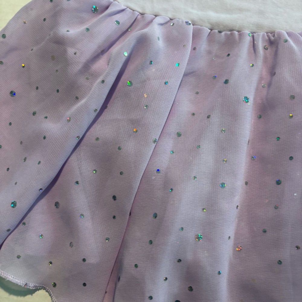 Dance Leotard Ruffle Sleeves Arshiner Ballet Dress Sparkly Purple Lilac 130/4-5 - Picture 6 of 8